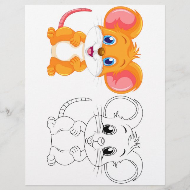 Página de coloração do mouse de tira (Frente)