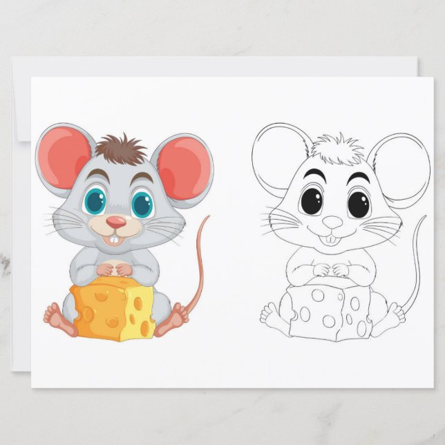 Página de coloração do rato de desenho animado (Frente)