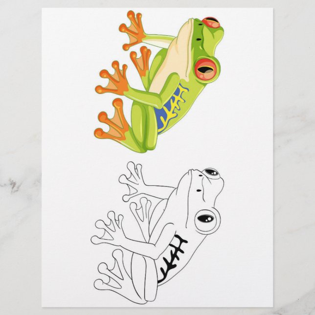 Página de coloração do sapo de desenho em branco (Frente)