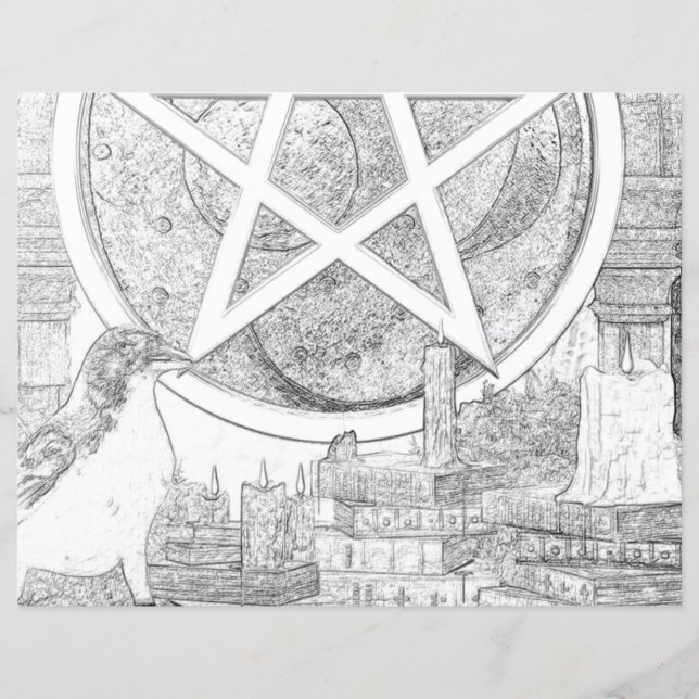 Página de Coloração Wicca de Magick Pagan (Frente)