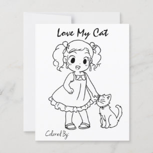 página de colorir. Ame o meu gato. personalize