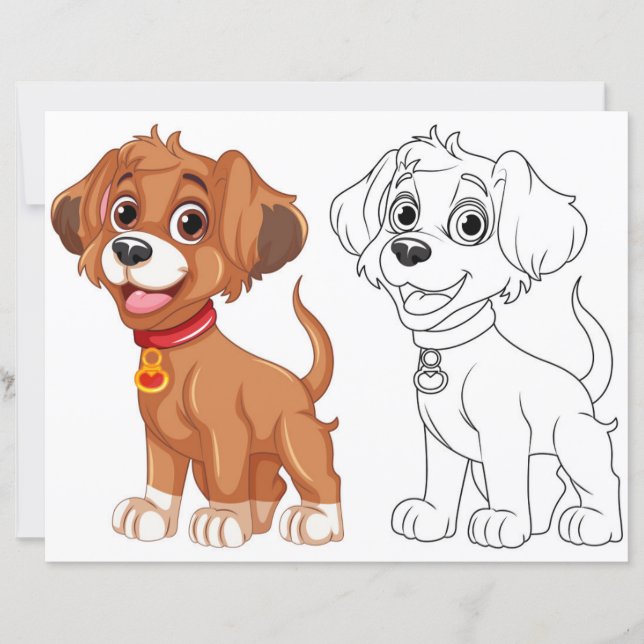 Página de colorir cães de desenho animado (Frente)