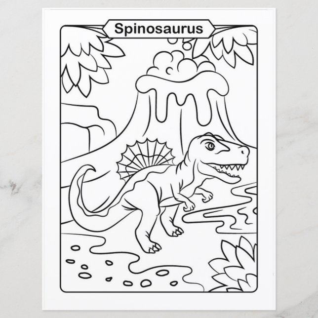 Página de colorir dinossauros - Espinossauro (Frente)