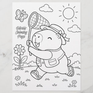 Página de Colorir Personalizada do Capivara Kawaii