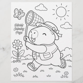 Página de Colorir Personalizada do Capivara Kawaii