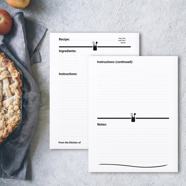 Página de Cookbook de Receita Minimalista (Minimalist Recipe Cookbook Page)