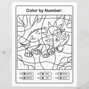 Página de cor do dinossauro por número - Rinoceron