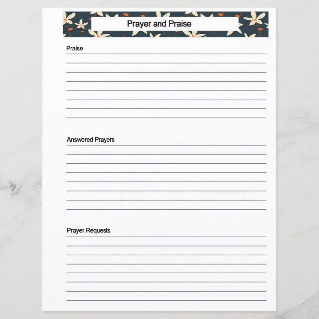 Página de Pedido de Oração (Frente)