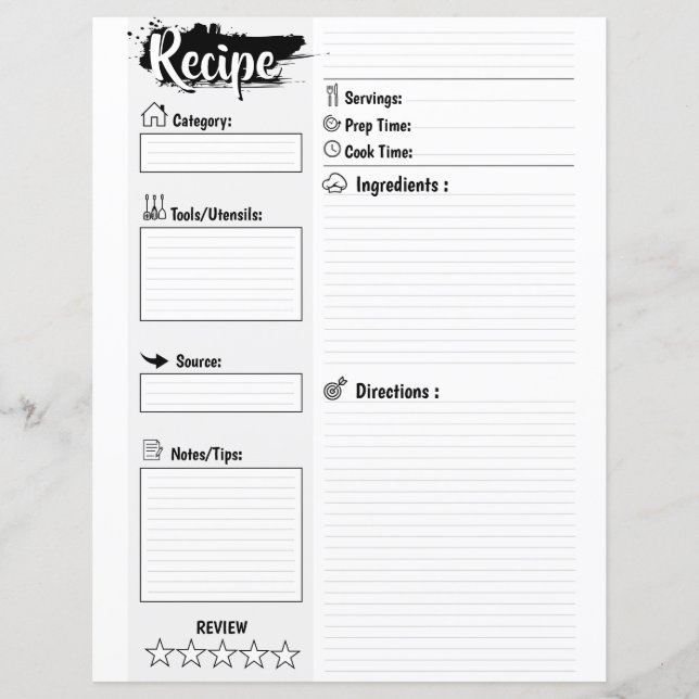 Página de Receita Básica Mínima Personalizada em B (Frente)