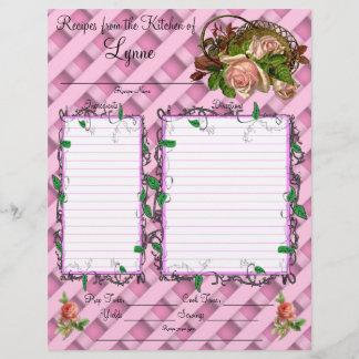 Página de receita de design Rosa Rosa Personalizad