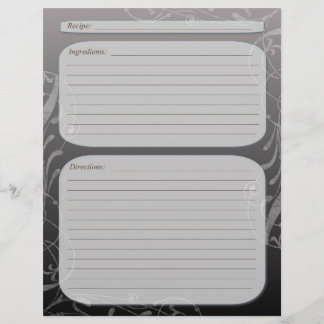 Página de receita de espiral elegante de cinza esc