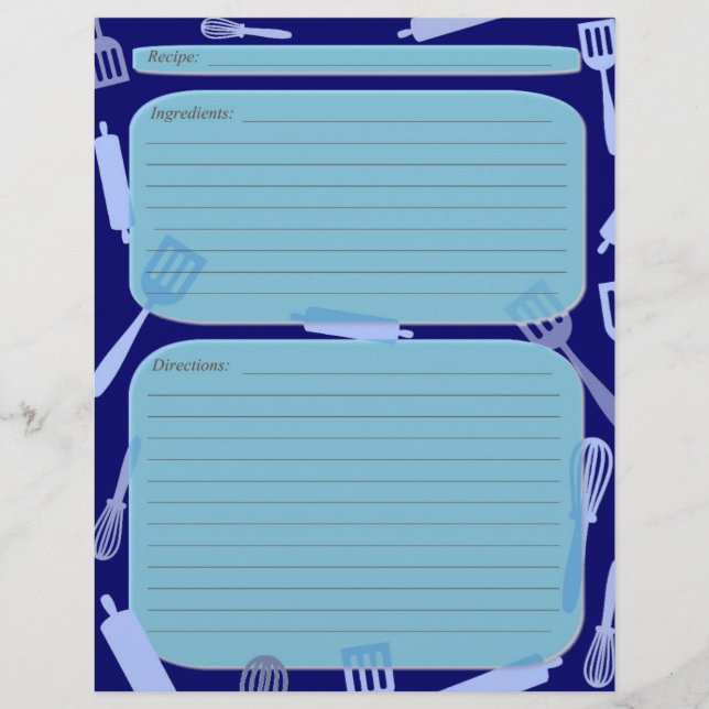 Página de receita de utensílios de cozinhar de ton (Frente)