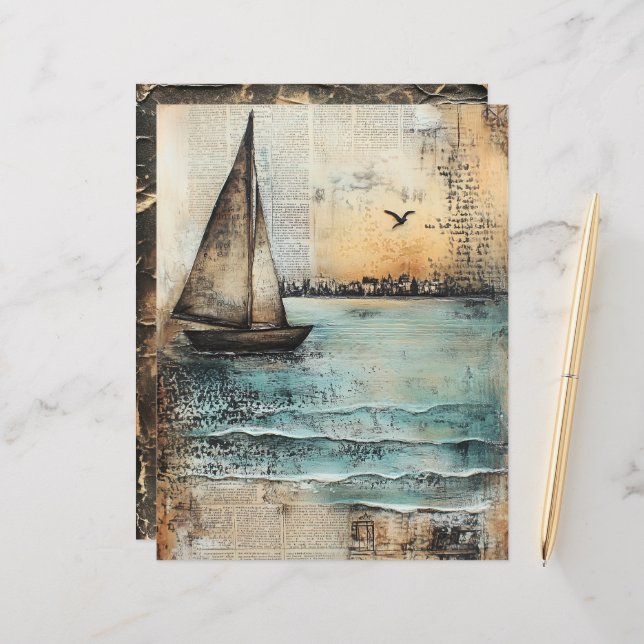 Página Diário de Lixo Mídia Misto do Sailboat (Frente/Verso In Situ)