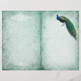 Página Diário de Peacock de Vintage do Livro Verde