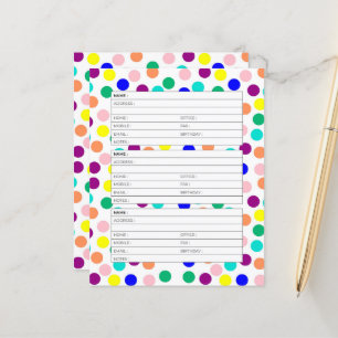 Página do catálogo de endereços com pontos colorid