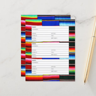 página do livro de endereços com listras de serape