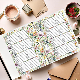 Página do livro de endereços padrão floral pastel