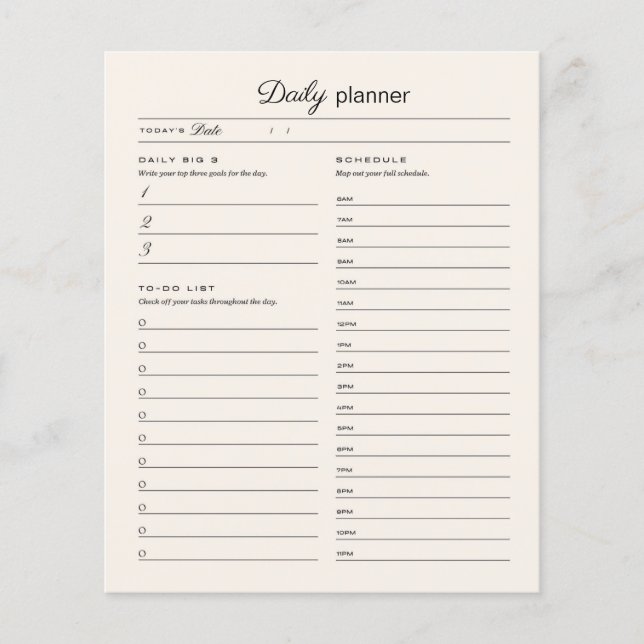 Página do planejador diário (Frente)