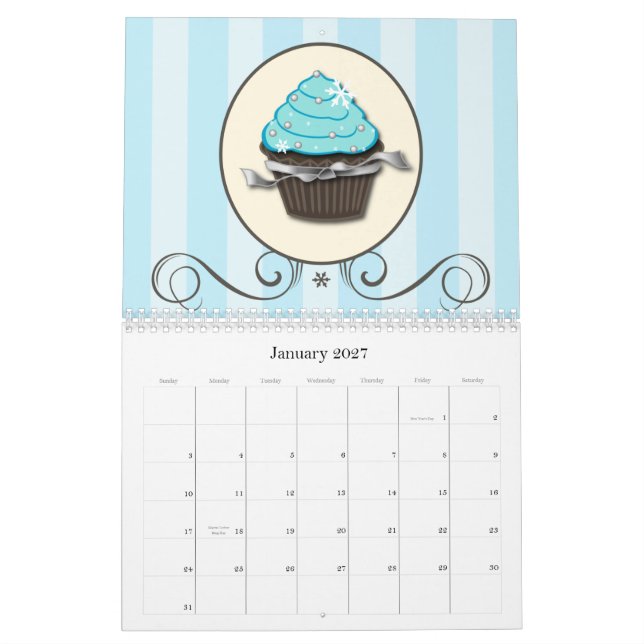 Página dobro do calendário 2011 do cupcake (Jan 2027)