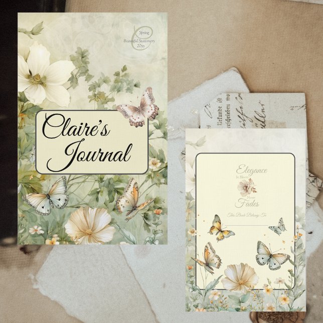 Página Nome do Binder de Flores Selvagens Chic Cot (Cottage Chic Wildflowers Binder Nameplate Page Front and Back)