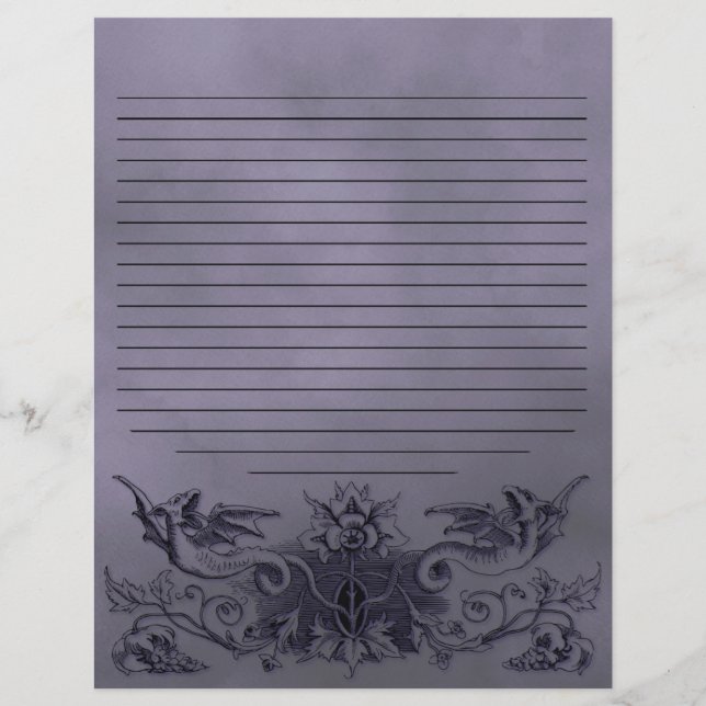 Página Ortográfica do Dragão Roxo Gótico (Frente)