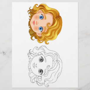 Página para colorir cabeça de boneca de desenho an