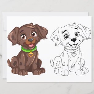 Página para colorir cachorro desenho animado fofo