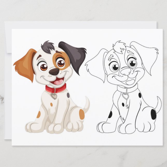 Página para colorir cachorro fofo  (Frente)
