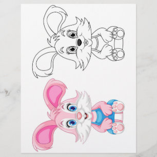 Página para colorir coelho de desenho animado fofo