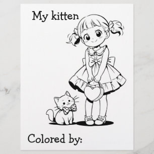 Página para Colorir Crianças Anime meu gatinho