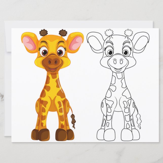 Página para colorir da girafa fofa (Frente)