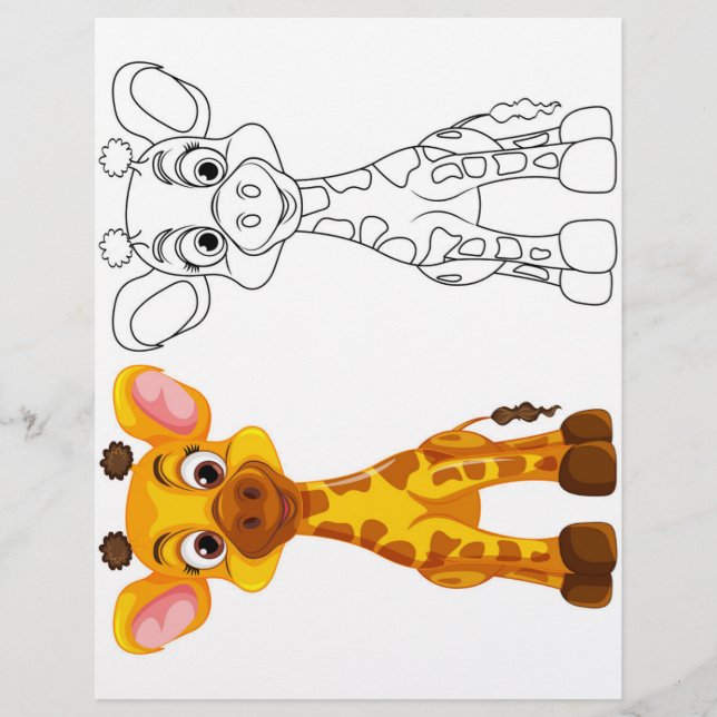 Página para colorir da girafa fofa (Frente)