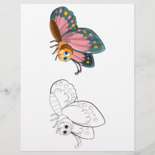 Página para colorir de borboleta fofa