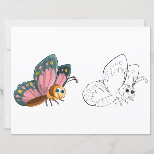 Página para colorir de borboleta fofa (Frente)