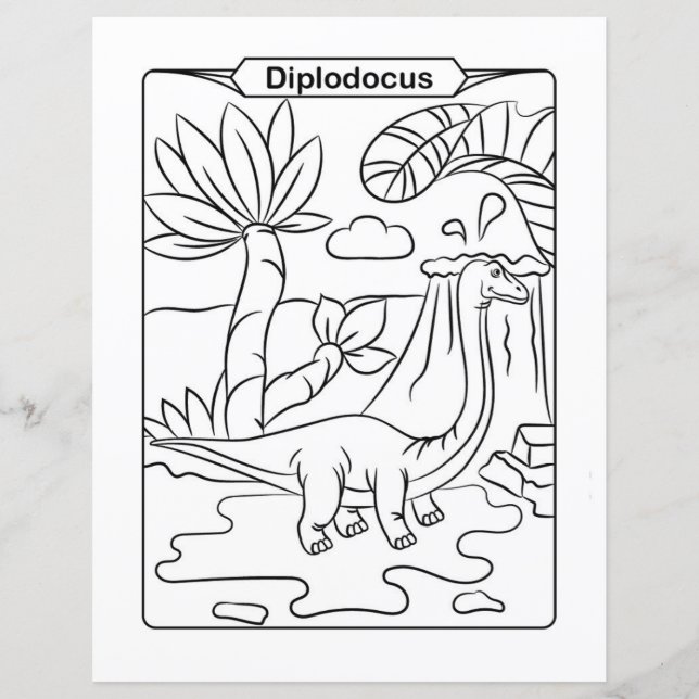 Página para Colorir de Dinossauro - Diplodocus (Frente)