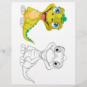 Página para colorir de dragão de desenho animado f