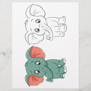Página para colorir de elefante fofo