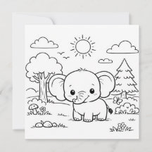 Página para colorir de elefante para crianças 