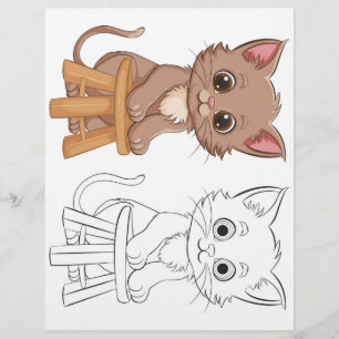Página para colorir de gato de desenho animado fof