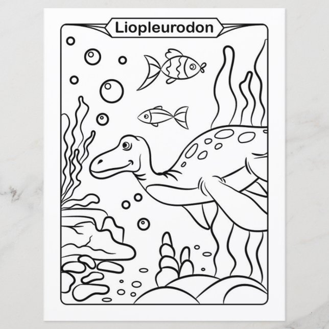 Página para Colorir Dinossauro - Liopleurodon (Frente)