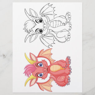 Página para colorir dragão de desenho animado fofo