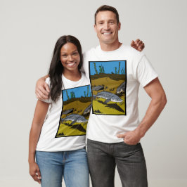 PÁGINA PARA COLORIR ESTURJÃO & ESCUDOS - camiseta