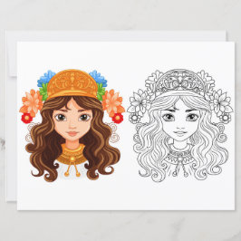 Página para colorir menina bonita 
