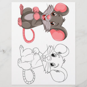 Página para colorir rato de desenho animado fofo