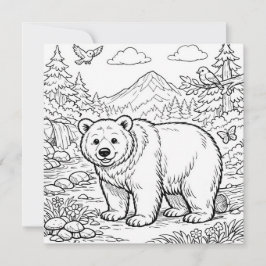 Página para Colorir Urso Animal Preto e Branco