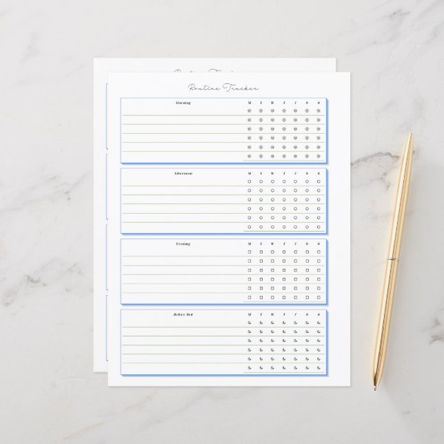 Página Planejamento Semanal do Routine Tracker (Frente/Verso In Situ)