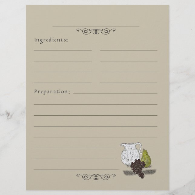 Páginas de Binder de Receita de Ilustração Rústica (Frente)