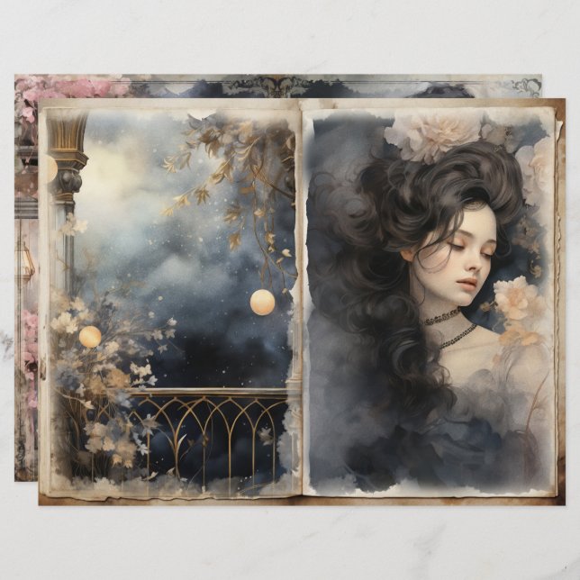 Páginas de Diário Azul de Lixo Azul da Meia-Noite  (Frente/Verso)