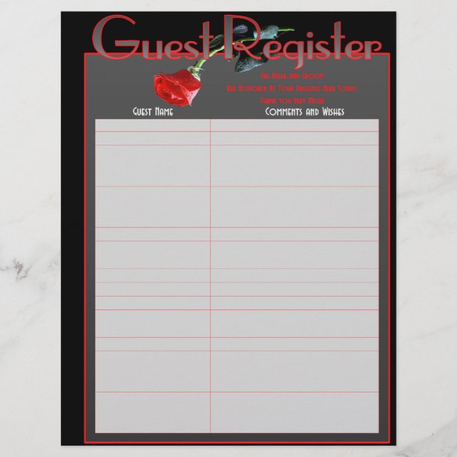 Páginas de Guestbook do Álbum de Casamento (Frente)