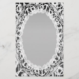 Páginas de papelaria do Linked White Lace Damask I